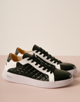 Scarpe in pelle e tessuto simil piumino