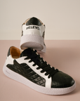 Scarpe in pelle e tessuto simil piumino